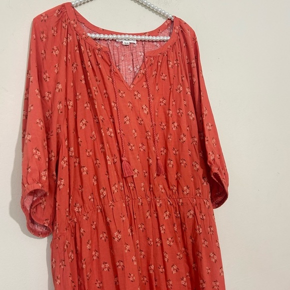 Beachlunchlounge Floral Peasant Boho A-Line Dress w/ tassel ties SIZE XXL - Picture 4 of 8